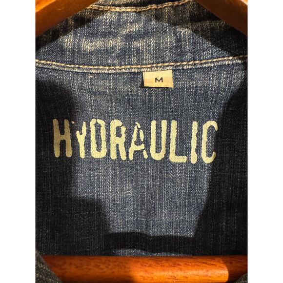 Vintage Y2K Hydraulic Denim Button Blazer Jacket Medium - Picture 8 of 9
